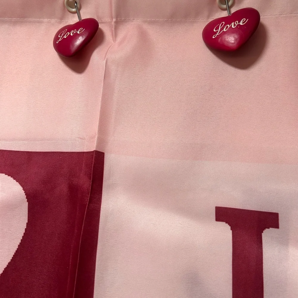 Valentines Day Shower curtain with Heart/Love shower curtain hooks